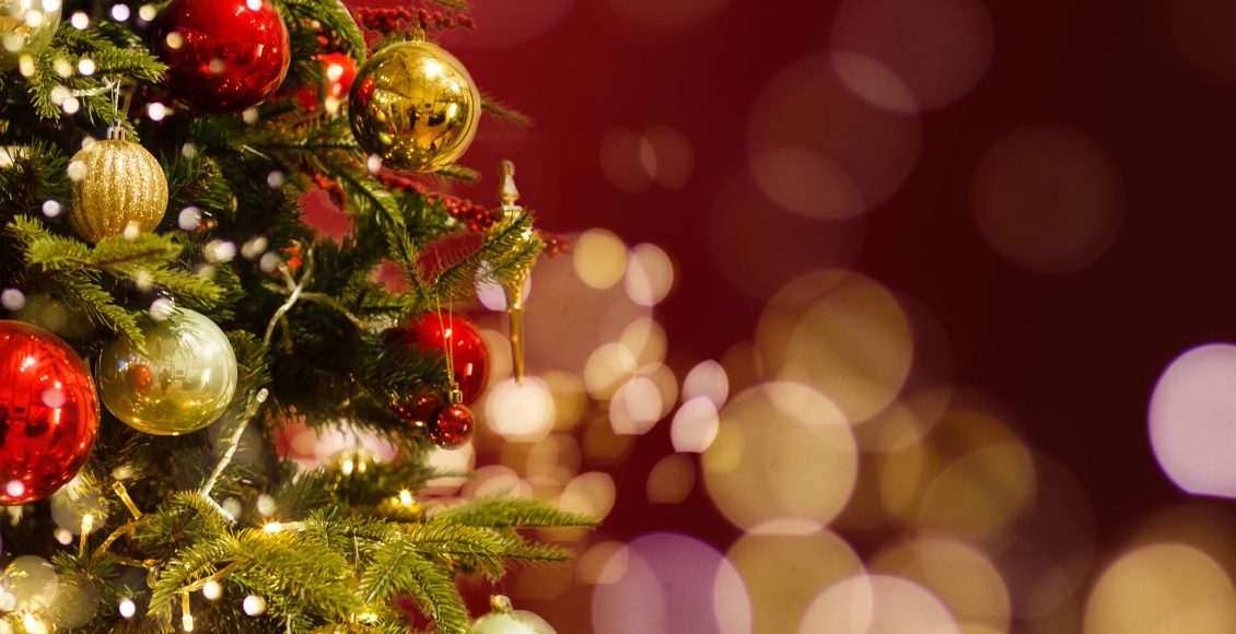 Christmas Tree with Red Balls and Stars