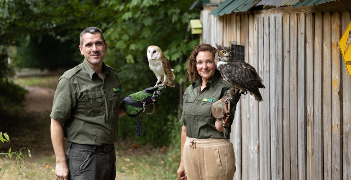Lisa and Chris Thomison of the Owl Ridge Raptor Center